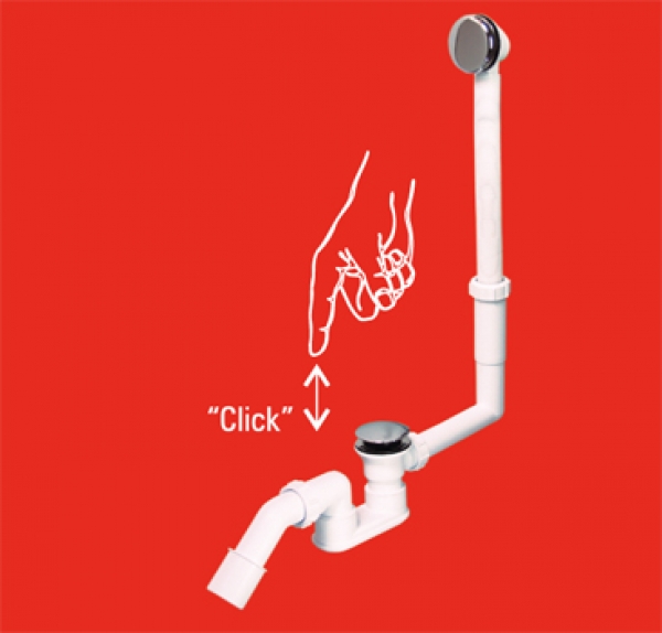 Badewannen Garnitur mit Saftventileinsatz 6/4 Click-Verschluss , Satin-Nickel